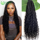Crochet Boho Box Braids With Human Hair Curls